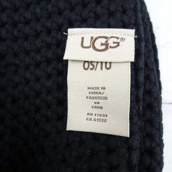 New UGG Pom Pom Knit Beanie Women\'s Men\'s Unisex Wool-Blend Logo OS Black main image 7